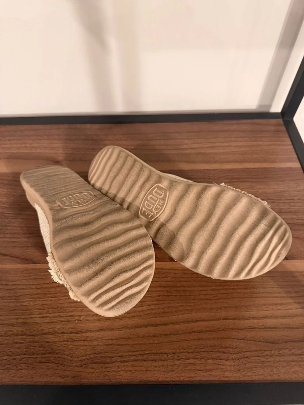Hey Dude Women's Tan Slide Sandals with Gold Accent Straps
